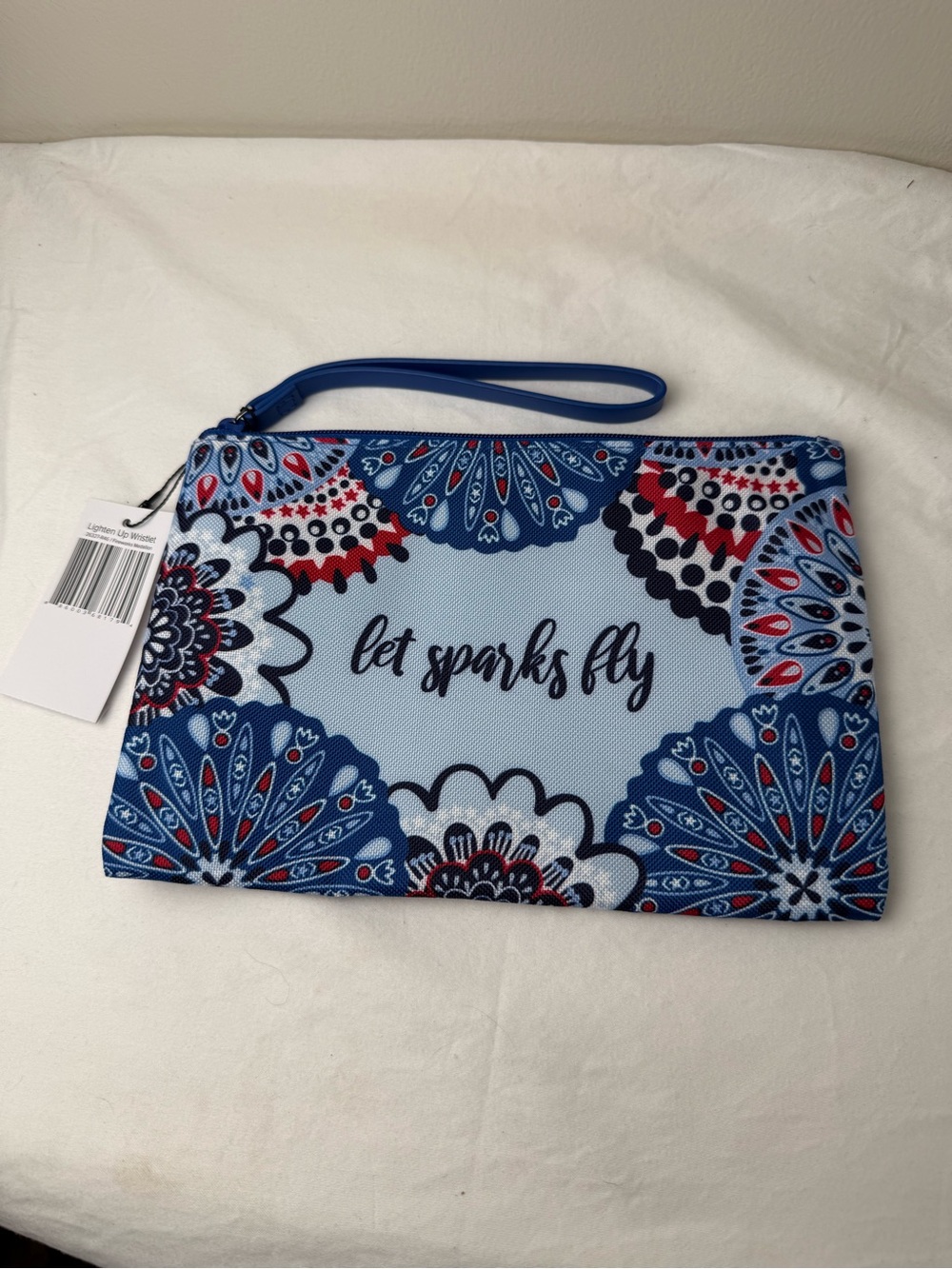 NWT Vera Bradley Fireworks Medallion Lighten Up  Wristlet Red White And Blue